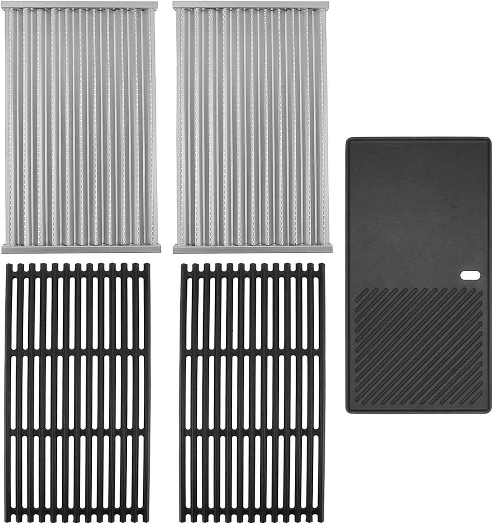G533-2200-W1 17" Cooking Grates and Griddle Replacement Kit for Charbroil Tru-Infrared 4-Burner Grill 463242716 463242715 466242716 466242815 463257520 463276016 463255721 463255020