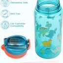 Kids Water Bottle for School or Travel, 20 Oz 2 Pack Durable Plastic Water Bottle with Silicone Straw and Pop-Up Spout Cover, BPA Free & Dishwasher Safe(Unicorn & Dinosaur)
