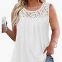 Womens-Plus-Size-Tank-Tops 2025 Casual Loose Fit Sleeveless T Shirts Flowy Pleated Lace Tunics Cute Blouses, 2XL