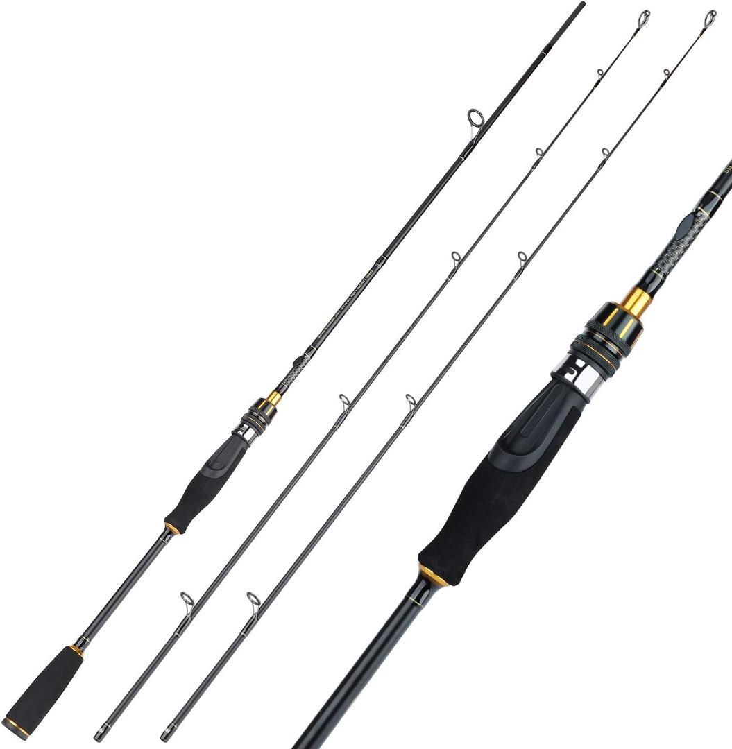 Sougayilang Spinning Fishing Rod, Durable Lightweight Graphite Spinning Rod, Sensitive Tournament Quality Spinning Fishing Rod One Piece & Two Pieces Spinning Rods(2pieces-Spinning Rod-1.98m/ 6.49ft)