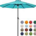 Tempera Patio Market Outdoor Table Umbrella with Push Button Tilt and Crank,Large Sun Umbrella with Sturdy Pole&Fade resistant canopy,Easy to set (9FT, Turquoise)