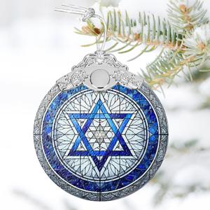 Christmas Hanukkah Ornaments for Tree 2025, Jewish Star of David Ornament Decor Christmas Hanukkah Ornaments Stained Glass Decorations for Home Women Men Friends (jewish1)