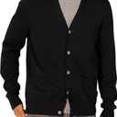 Amazon Essentials Men's Cotton Cardigan Sweater (Black, Small)