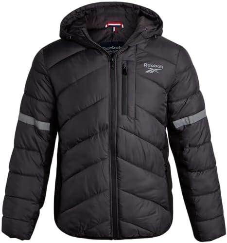 Reebok Mens Winter Jacket - Water Resistant Heavy Puffer Coat with Hood - Quilted Insulated Warm Winter Coat for Men Medium