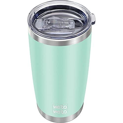 WETOWETO 20oz Tumbler, Stainless Steel Vacuum Insulated Water Coffee Tumbler Cup, Double Wall Powder Coated Spill-Proof Travel Mug Thermal Cup for Home Outdoor (Light Green, 1 Pack)