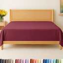 Queen Size Flat Sheet - Hotel Quality Top Flat Bed Sheet Only - Ultra-Soft, Breathable & Cooling - Fade & Wrinkle Free - Easy-Care, Stain & Shrink Resistant Bedding - Easy-Fit & Oeko-Tex - Burgundy