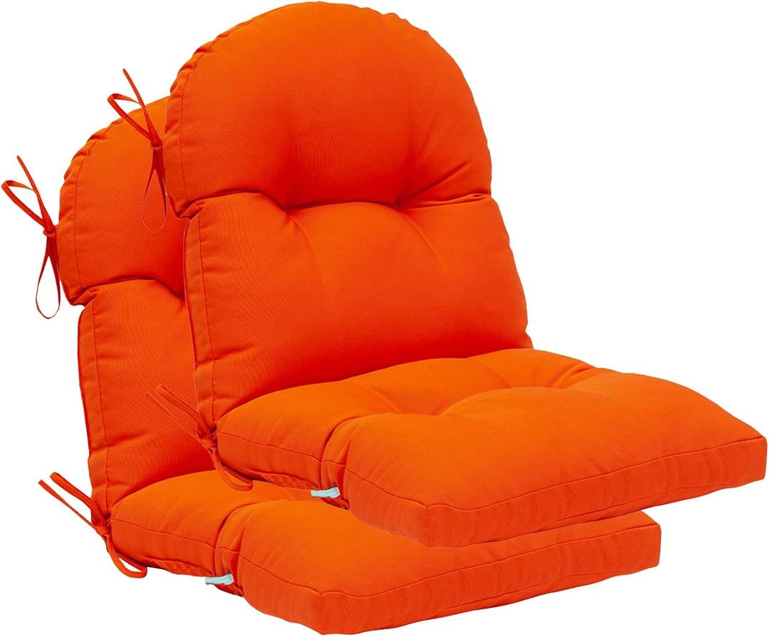 QILLOWAY Tufted Outdoor Chair Cushions, Waterproof Patio Seat Back Pads, Weather Resistant Non Slip Replacement Cushions for Outdoor Furniture Wicker Lounge Chairs,Orange