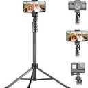 UBeesize 62-inch Phone Tripod and Selfie Stick with Mount, Compatible with iPhone and Android, for Selfies, Recording and Live Streaming, Black