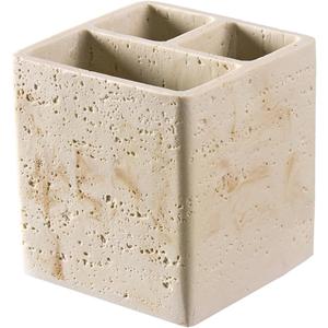 Natural Travertine Textures Toothbrush Holders for Bathroom, Electric Toothbrush and Toothpaste Holder 3 Slots Tooth Brush Organizer for Bathroom Countertop, Shower, Vanity