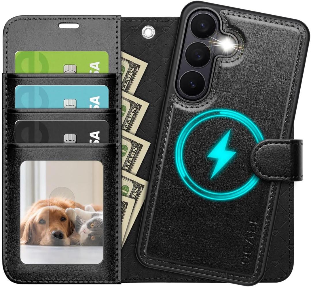 OCASE for Samsung Galaxy S26 Detachable Wallet Case with Card Holder, [2 in 1] PU Leather Flip Folio Case with RFID Blocking Stand Wrist Strap Shockproof Phone Cover 2026, Black