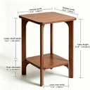 Solid Wood Small Square Side Table for Living Room, Bedroom, 15.8"W x 15.8"D x 22"H