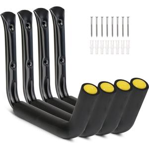 100 LB Capacity (15") Heavy Duty Garage Storage Hooks (4packs) Kayak Storage Hanger Wall Mounted Rack for Hanging Ladders, Bikes