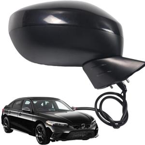 Side Mirror Car Door Mirror Fits for HONDA CIVIC 2022 2023 2024 Right Passenger Side | Power Adjustable Glass | Paint to Match |HO1321350 | BLACK (RH)-3 Pins