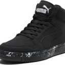 Puma Men's Rebound Layup Sneaker Black Black White, 14