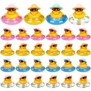 Marsui 24 Pcs Mini Rubber Ducks Bulk Mini Funny Rubber Ducky Bathtub Cute Squeaky Shower Ducks for Swimming Pool Party Favors Birthday Prize Rewards