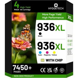 936XL Ink Cartridges Combo Pack Replacement for HP 936XL Ink Cartridges 936e 936 Ink Cartridges for HP Printers OfficeJet Pro 9110 9120 9122 9125 9128 9130 9135 9730