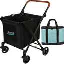 Foldable Shopping Cart Shopping Trolleys with Feature 70 Liters Capacity Rolling Front Swivel Wheels and Height Adjustable Slider for Office Picnic Groceries Laundry Indoor Outdoor