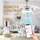 STERREN Retractable Ceiling Fans with Lights,42 Inch Modern Low Profile Bladeless LED Ceiling Fan Lights with Remote Control Smart Brushed Nickel Ceiling Fan for Bedroom Living Room