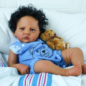SCOM Reborn Baby Dolls Black Boy - 20 Inch Realistic African American Newborn Boy Doll Lifelike Weighted Soft Body Real Life Baby Dolls Gift for Kids Age 3
