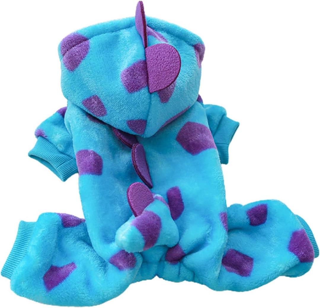 Pet Dogs Clothes Small Pet Dinosaur Costume Doggy Hooded Winter Warm Cosplay Clothes Outfit Small Dog Photo Props Suit Pet Dog Clothes Boy Knitwear Dog Sweater Warm Dogs Shirt Winter (Large)