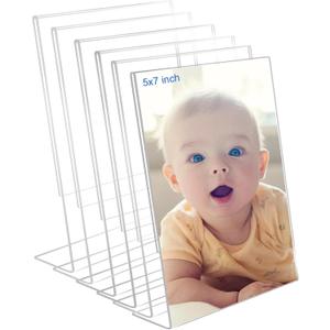 5x7 Acrylic Picture Frames, Set Of 6 Clear Acrylic Frameless Gift for Desktop Display, Vertical Standing Picture or Display Sign Holder with Inserts for Home Office