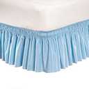 Pleated Three Sides Fabrics Wrap Around Style Egyptian Cotton Elastic 15 inch Drop Dust Bed Skirt for Twin/Full,Queen,King Size Beds(King, Sky Blue)