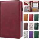 EcoVision Server Books for Waitress,Leather Waiter Book with Zipper Pocket, Server Booklet Restaurant Waitstaff Organizer, Serving Book Guest Check Book Holder Money Pocket Fits Server Apron (Cow leather Bourgandy)