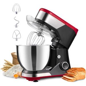 P'rich Electric Stand Mixer Guard 8 Speeds With Whisk, Red