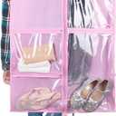 Zilink 40" Dance Costume Garment Bag Clear Dance Costume Bag for Hanging Storage with 5 Clear Zipper Pockets Stable Buckles and Carry Handles for Dance Competition Closet Storage, Pink