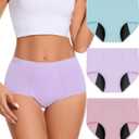 Incontinence Underwear for Women Washable Period Briefs Heavy Flow Leakproof 100ml High Absorbency Postpartum Bladder Leak Panties 3 Pack Large (Multicolor)