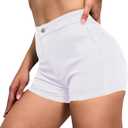 VIPONES Jean Shorts Womens High Waisted Stretchy Sexy Butt-Lifting Hot Denim Shorts (Small, White)