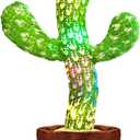 Talking Cactus Toy with LED 120 English Songs, Singing Cactus Dancing Musical Toy, Tummy Time Toys Baby Mimicking Repeats What You Say (Audio Recording & Retelling) Boys Girls Interactive Gift