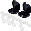 Teeth Whitening Trays Moldable 4-Pc Bleaching Trays for Teeth Whitening with 2 Slim Retainer Cases - Comfortable, Thin Design for Tooth Bleach, Compatible with Opalescence Gel Not Included