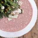 2 x Dremisland Pink Christmas Tree Skirt 48 Inch Sparkly Sequin Velvet Tree Skirts Glitter Plush Christmas Decorations Luxury Faux Fur Xmas Tree Mats for Party Holiday Home New Year Decor