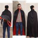 IMIKEYA 55-Inch Black and Red Vampire Cape, Dual-Layer Polyester Cloak with Stand Collar for Adult Cosplay and Party Decoration