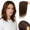 TESS Hair Toppers for Women with Thinning Hair,10Inch 360 3D Cover Human Hair Topper no Bangs Middle Part Clip in HairPieces for Women Daily Wear Clip in Side Bangs Dark Brown