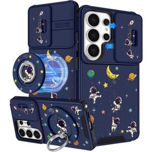 Buleens for Samsung Galaxy S26 Ultra Case - with Ring Stand & Camera Cover Aesthetic Cute Designed for Women Girls Girly Cool Cartoon Astronaut for Samsung S26 Ultra Phone Case Compatible with Magsafe
