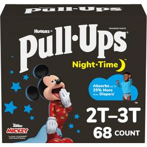 Pull-Ups Boys' Night-Time Potty Training Pants, Size 2T-3T Overnight Training Underwear (16-34 lbs), 68 Ct