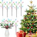 6 Pcs 14 Inch Christmas Tree Picks Velvet Christmas Ornaments Spheres Ball Pick Velvet Xmas Tree Branches Hanging Decoration Wreath Home Office Party Ornament(Pastel)