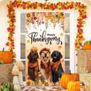 2 x MEHOFOND Fall Thanksgiving Door Cover, Double Sided for Outside Dog Pumpkin Maple Leaves Give Thanks Turkey Seasonal Autumn Yard Decoration 3.6x5.9ft