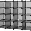 SONGMICS Shoe Rack with 16 Cubes, Interlocking Plastic Shoe Organizer, DIY Storage Cabinet for Closet Entryway Bedroom Garage, Space Saving Design, 12 x 35.1 x 27.2 Inches, Grey ULPC445G02