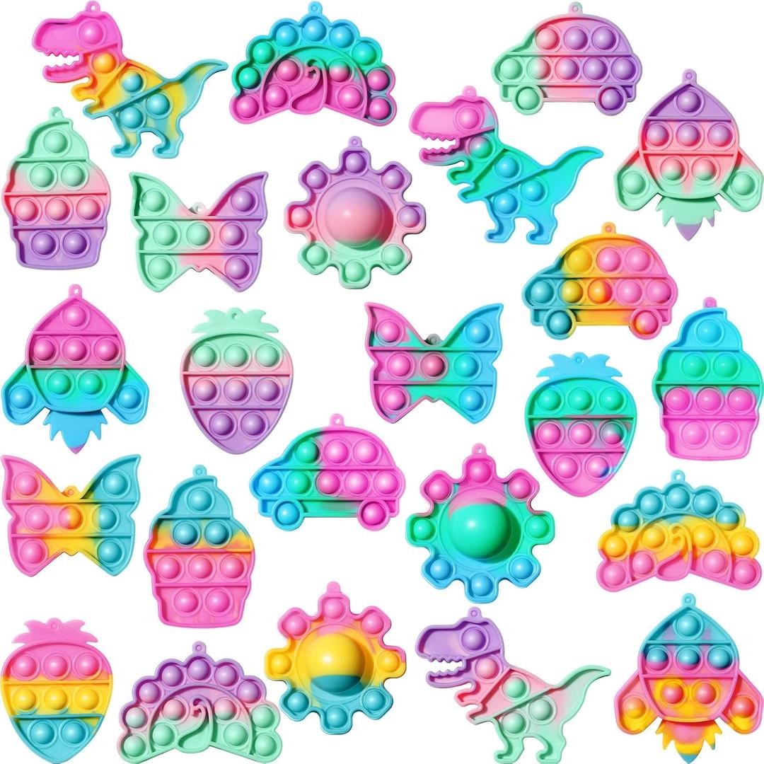 24 Pack Easter Gifts for Kids - Dinosaur Pop Fidget Toy with Gift Cards for Kid Boy Girl, Bulk Kid Easter Egg Fillers Party Favors School Classroom Prizes Exchange Goodie Bags Stuffers