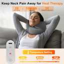 Travel Neck Pillow 3 in 1 with Heating and Massage, Memory Foam Cervical Pillow, Asymmetrical Sides Wireless Portable for Airplane Car Office, Skin-Friendly Cover360 Ergonomic Design