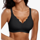 Vertvie Womens Seamless Bras No Underwire Supportive Wireless Push Up Full Coverage Bralette Comfort Scalloped T-Shirt Bra M