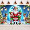 Christmas Backdrop Photography Background Santa Claus Elves Reindeer71x43 Inch Winter Wonderland Happy Holiday Family Party Birthday Glitter Merry Xmas Decoration Photo Booth Prop