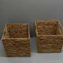 Wicker Storage Basket Foldable Hyacinth Storage Box Set of 2, 12x12x12 Inch - Handmade Woven Basket for Closet,Shelf Organization & Decor