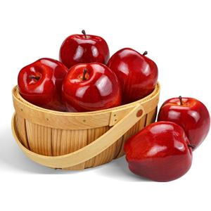 Lorigun Artificial Apples Fake Fruits Red Delicious Apples for Decoration, Decorative Fruit, Faux Big Red Apple 6 Pcs