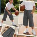 Boys Capris Cropped Athletic Sweatpants | Soft Breathable Fabric, Capri 3/4 Length, Wide Leg, Loose Fit, Side Pockets, Casual, Summer, School, Ages 5-14