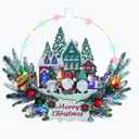 Christmas Rustic Wreath for Front Door, Artificial Xmas Wreath with Decorations and Lights, Indoor Outdoor Holiday Decor (Santa Gnome)