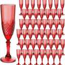 LEYIQU 48 Pack Plastic Champagne Flutes, Dark Red Reusable Champagne Glass